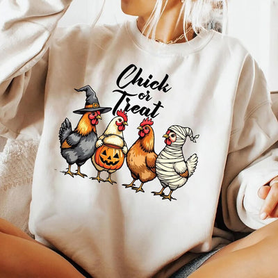 Chick Or Treat Sweatshirt, Halloween Chicken SweatShirt, Funny Fall SweatShirt