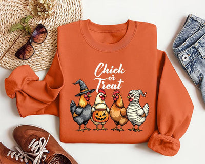Chick Or Treat Sweatshirt, Halloween Chicken SweatShirt, Funny Fall SweatShirt