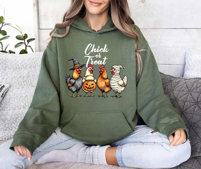 Chick Or Treat Hoodie, Halloween Chicken Hoodie, Funny Fall Hoodie