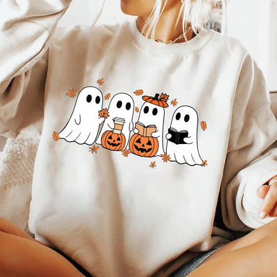Fall Ghost Sweatshirt, Floral Ghost SweatShirt, Halloween Ghost Top, Flower Halloween SweatShirt