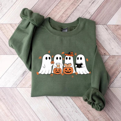 Fall Ghost Sweatshirt, Floral Ghost SweatShirt, Halloween Ghost Top, Flower Halloween SweatShirt