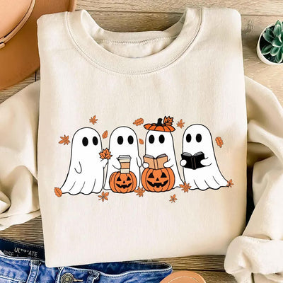 Fall Ghost Sweatshirt, Floral Ghost SweatShirt, Halloween Ghost Top, Flower Halloween SweatShirt