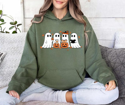 Fall Ghost Hoodie, Floral Ghost Hoodie, Halloween Ghost Top, Flower Halloween Hoodie