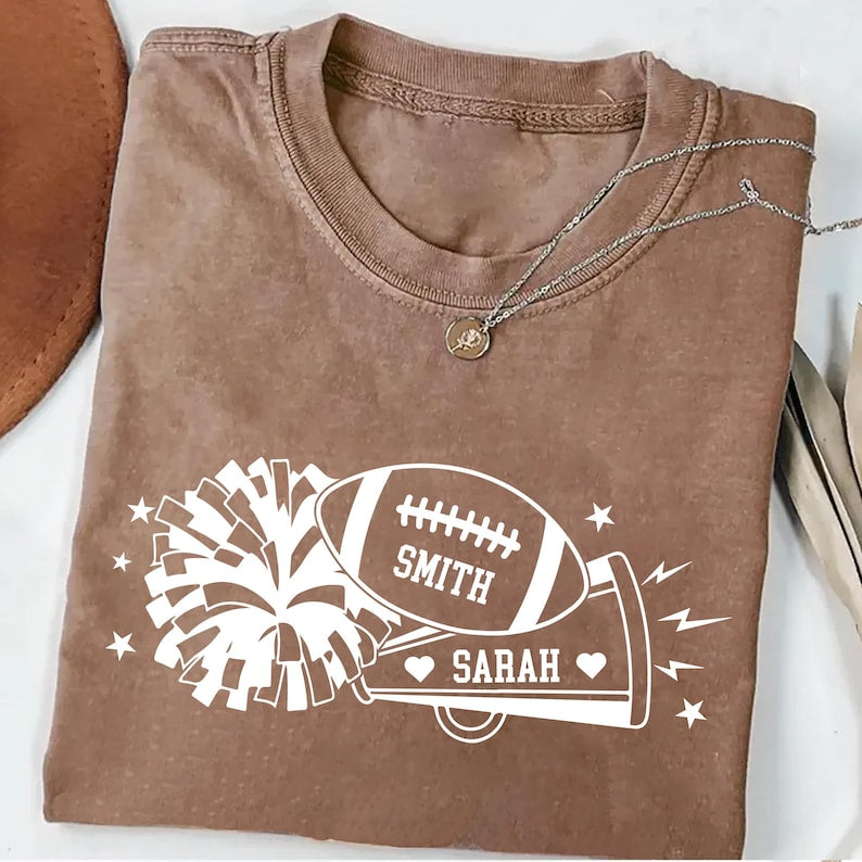 Custom Football Cheer Mom Short Sleeve Shirt, Family Gameday Mom of Both Short Sleeve Shirt