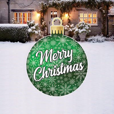 Christmas Yard Sign for Home Decor, Lawn Decoration with Stakes, Green Ornament Merry Christmas Yard Decoration, Outdoor Holiday Sign