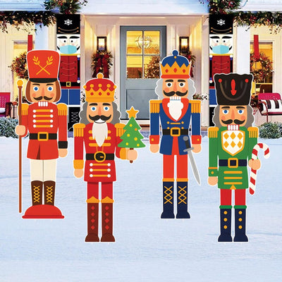Nutcracker Yard Signs, Outdoor Christmas Lawn Decorations with Stakes, Holiday Garden Patio Pathway Cute Xmas Party Winter Décor