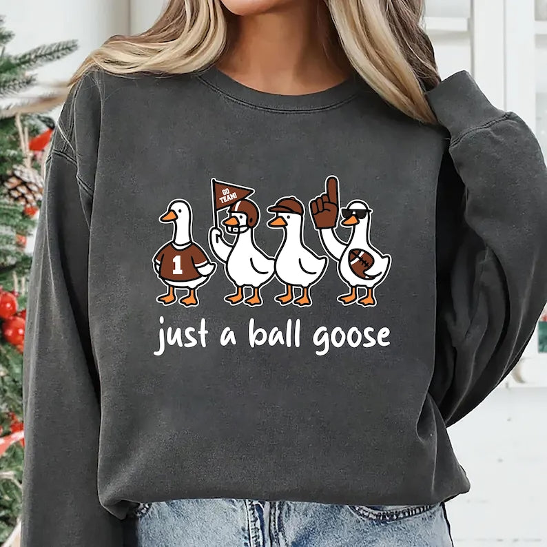 Just A Silly Goose Football Sweatshirt, Fall Football Game Day Goose SweatShirt, Retro American Football Goose SweatShirt