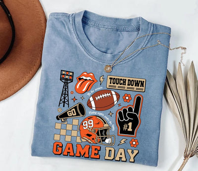 Football Collage Short Sleeve Shirt, Football Season Short Sleeve Shirt, Game Day Touchdown Tee, Retro Football Mama Short Sleeve Shirt