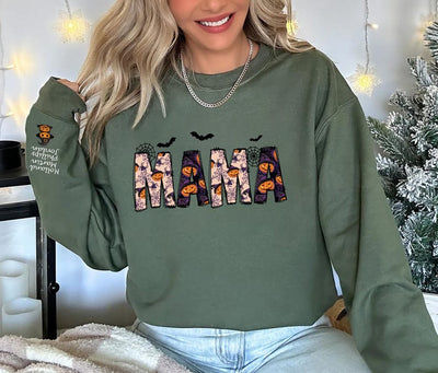 Personalized Halloween Mama Sweatshirt, Spooky Mama SweatShirt, Gift for Mom SweatShirt, Spooky Mama SweatShirt