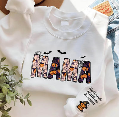 Personalized Halloween Mama Sweatshirt, Spooky Mama SweatShirt, Gift for Mom SweatShirt, Spooky Mama SweatShirt