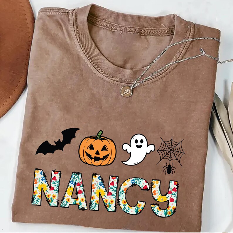 Custom Halloween Short Sleeve Shirt, Personalized Halloween Short Sleeve Shirt, Custom Name Tee, Custom Family Short Sleeve Shirt