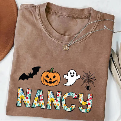 Custom Halloween Short Sleeve Shirt, Personalized Halloween Short Sleeve Shirt, Custom Name Tee, Custom Family Short Sleeve Shirt