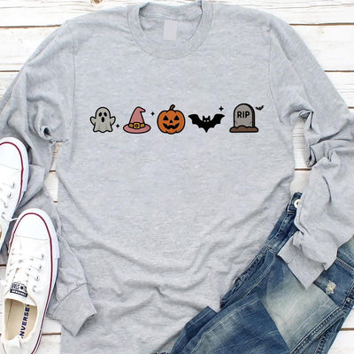 Cute Halloween Long Sleeve Shirt, Minimalist Halloween Long Sleeve Shirt
