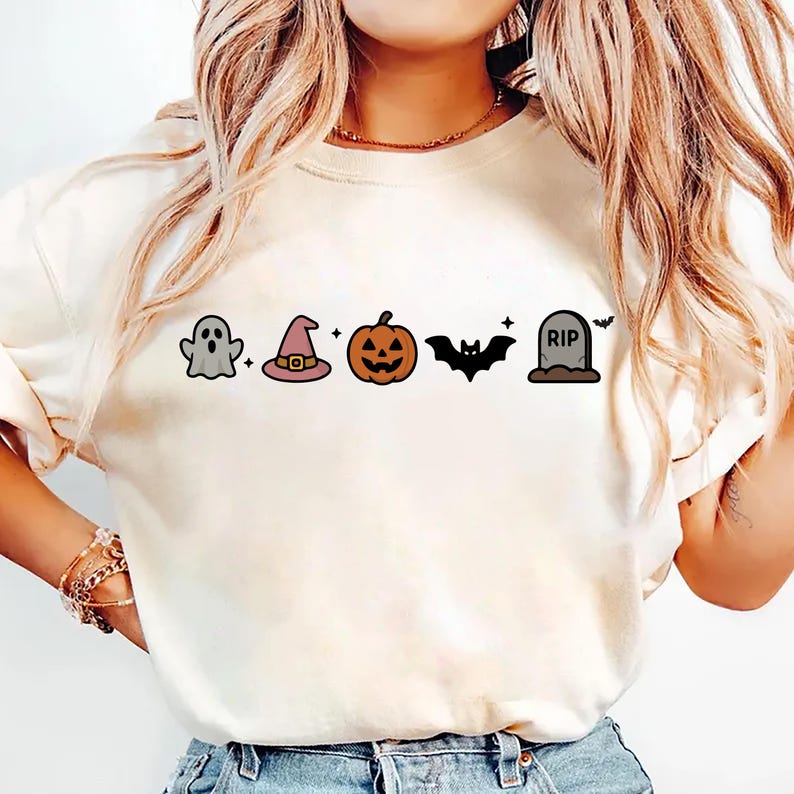 Cute Halloween Short Sleeve Shirt, Minimalist Halloween Shirt, Spooky Season Tee, Fall Halloween Short Sleeve Shirt, Unisex Aesthetic Halloween Short Sleeve Shirt, Halloween Gifts