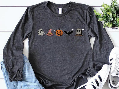 Cute Halloween Long Sleeve Shirt, Minimalist Halloween Long Sleeve Shirt