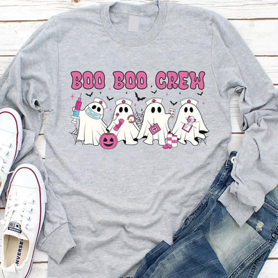 Boo Boo Crew Nurse Long Sleeve Shirt, Halloween Nurse Stethoscope Long Sleeve Shirt, Spooky Season Long Sleeve Shirt