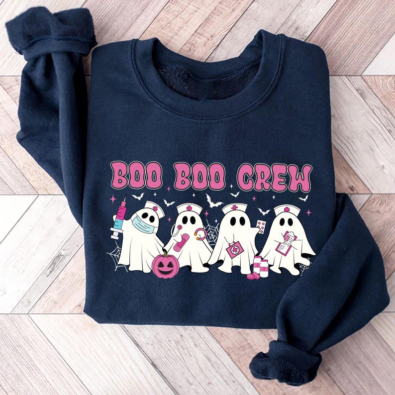 Boo Boo Crew Nurse Sweatshirt, Halloween Nurse Stethoscope SweatShirt, Spooky Season SweatShirt