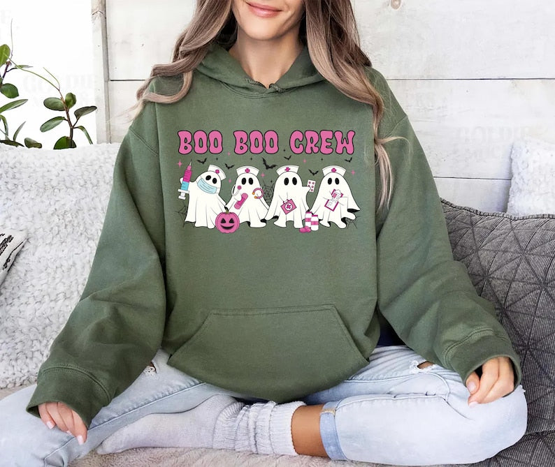 Boo Boo Crew Nurse Hoodie, Halloween Nurse Stethoscope Hoodie, Spooky Season Hoodie