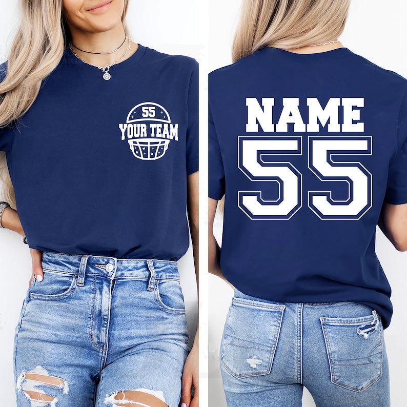 Custom Football Short Sleeve Shirt, Your Number Football Short Sleeve Shirt, Game Day Tee, Matching Family Football