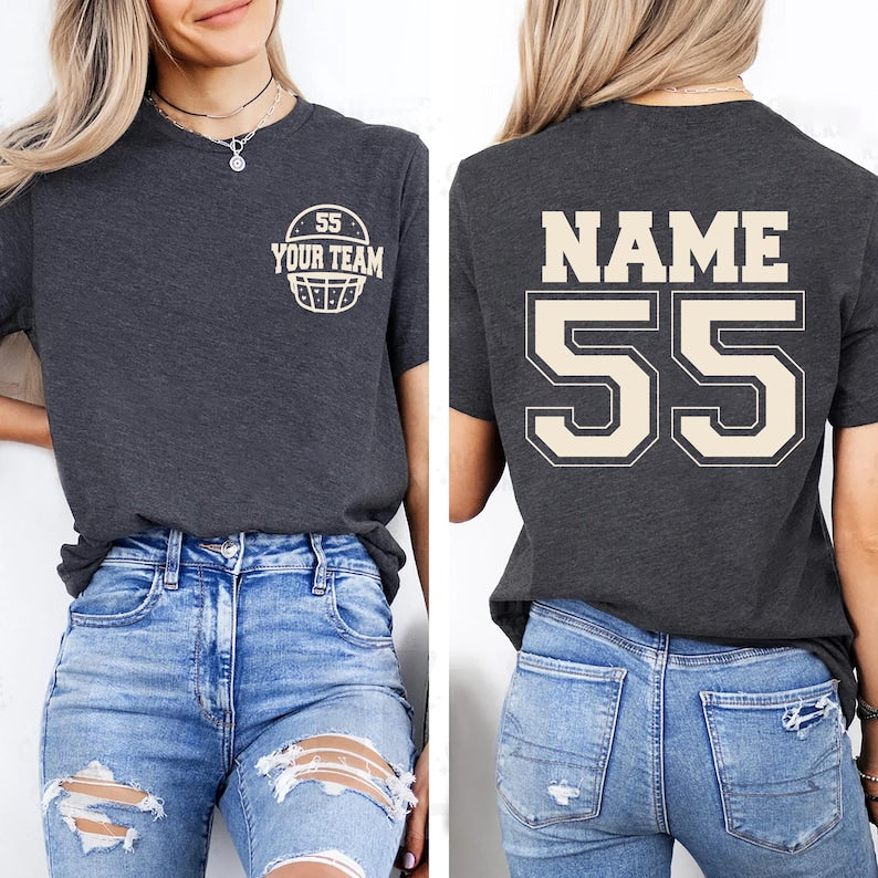 Custom Football Short Sleeve Shirt, Your Number Football Short Sleeve Shirt, Game Day Tee, Matching Family Football