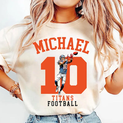 Custom Name and Number Football Player Short Sleeve Shirt, Mom Football Short Sleeve Shirt, Personalized Team Name Tee