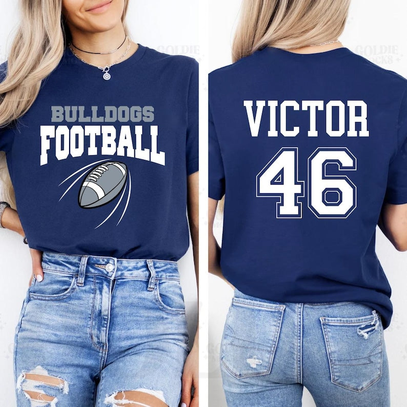 Custom Football Team Name & Number Short Sleeve Shirt, Football Mom Short Sleeve Shirt, Football Team, Game Day Tee