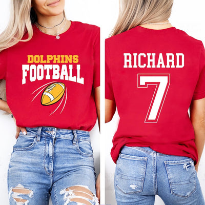 Custom Football Team Name & Number Short Sleeve Shirt, Football Mom Short Sleeve Shirt, Football Team, Game Day Tee