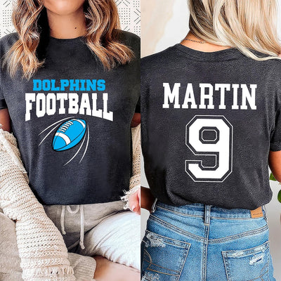 Custom Football Team Name & Number Short Sleeve Shirt, Football Mom Short Sleeve Shirt, Football Team, Game Day Tee