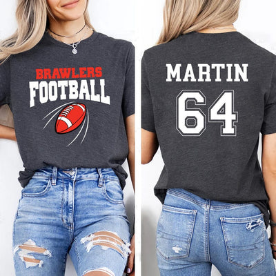 Custom Football Team Name & Number Short Sleeve Shirt, Football Mom Short Sleeve Shirt, Football Team, Game Day Tee