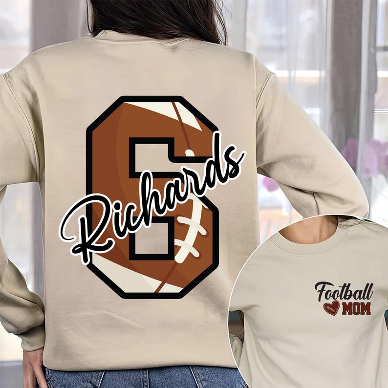 Personalized Football Mom Sweatshirt, Football Mom SweatShirt With Kids Name & Number, Custom Football Mom SweatShirt