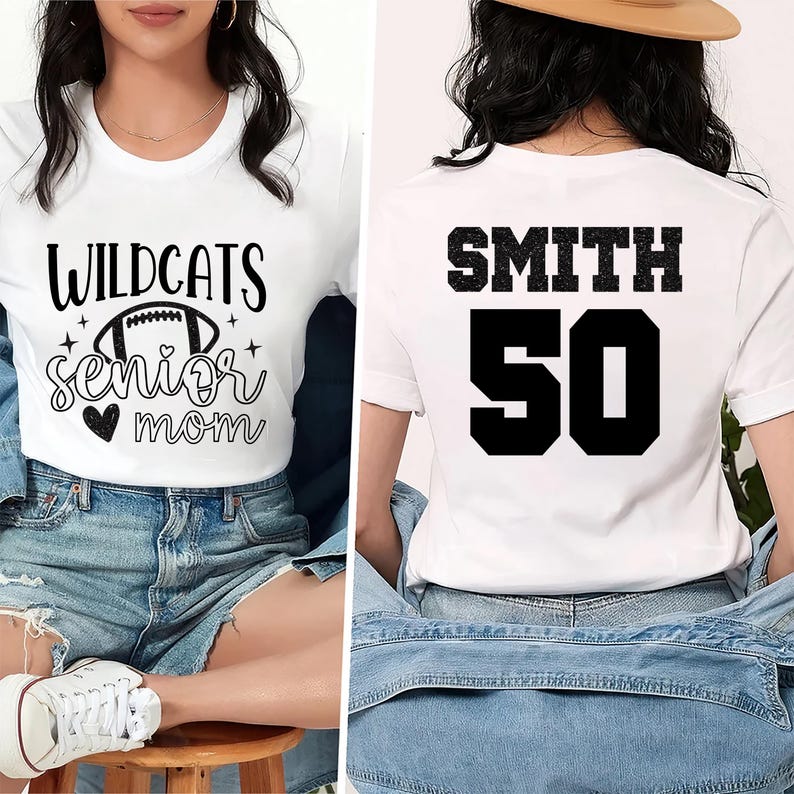 Football Short Sleeve Shirt, Senior Football Mom T-Shirt, Football Shirts Tee, Custom Football Mom Short Sleeve Shirt