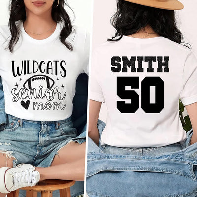 Football Short Sleeve Shirt, Senior Football Mom T-Shirt, Football Shirts Tee, Custom Football Mom Short Sleeve Shirt