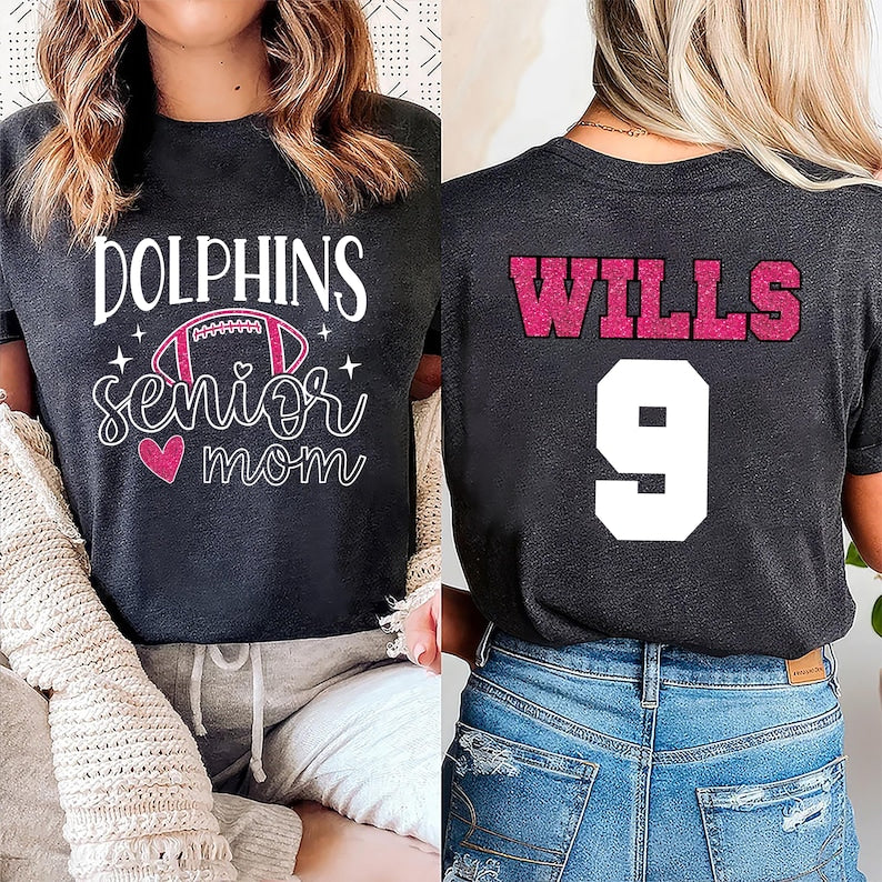 Football Short Sleeve Shirt, Senior Football Mom T-Shirt, Football Shirts Tee, Custom Football Mom Short Sleeve Shirt
