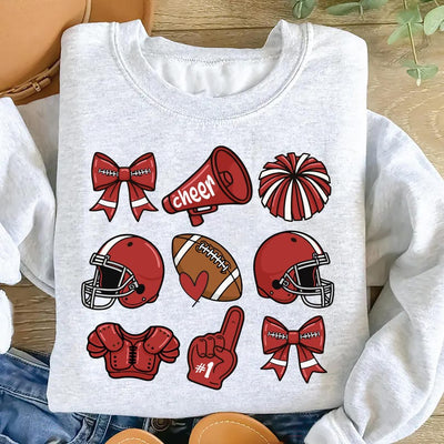 Custom Football Bow School Spirit Sweatshirt, Football Mom SweatShirt, Football Grandparent SweatShirt