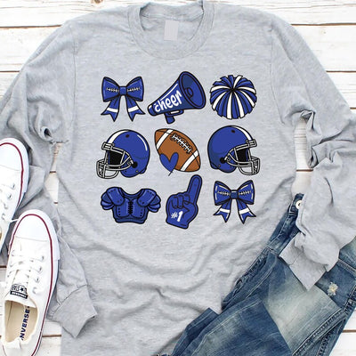 Custom Football Bow School Spirit Long Sleeve Shirt, Football Mom Long Sleeve Shirt, Football Grandparent Long Sleeve Shirt
