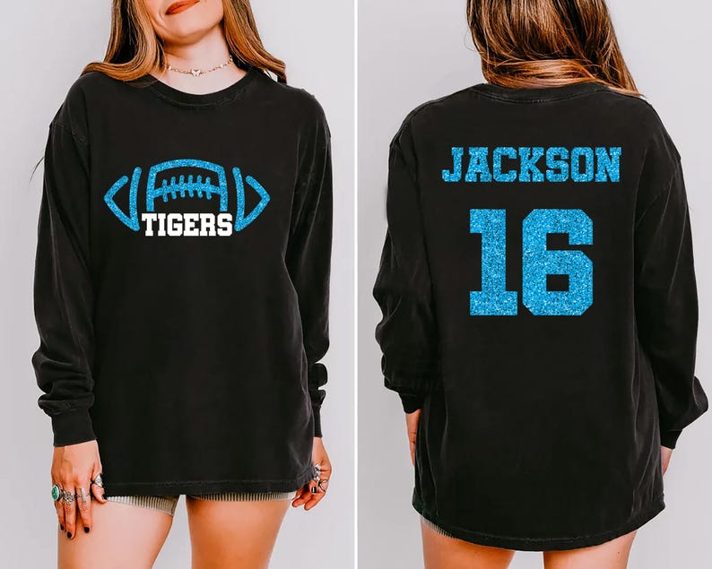 Custom Football Mascot Long Sleeve Shirt, Personalized Team Spirit Long Sleeve Shirt, Football Mom Long Sleeve Shirt