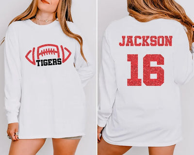Custom Football Mascot Long Sleeve Shirt, Personalized Team Spirit Long Sleeve Shirt, Football Mom Long Sleeve Shirt