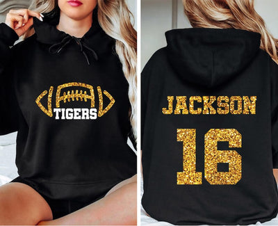 Custom Football Mascot Hoodie, Personalized Team Spirit Hoodie, Football Mom Hoodie, Customized Game Day Hoodie