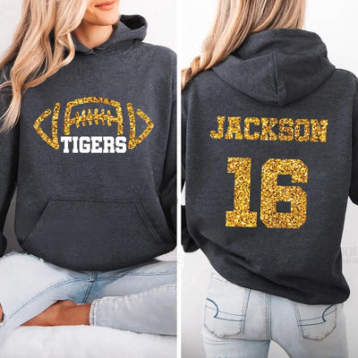 Custom Football Mascot Hoodie, Personalized Team Spirit Hoodie, Football Mom Hoodie, Customized Game Day Hoodie