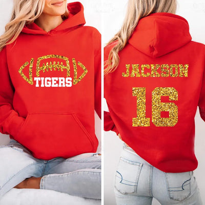 Custom Football Mascot Hoodie, Personalized Team Spirit Hoodie, Football Mom Hoodie, Customized Game Day Hoodie