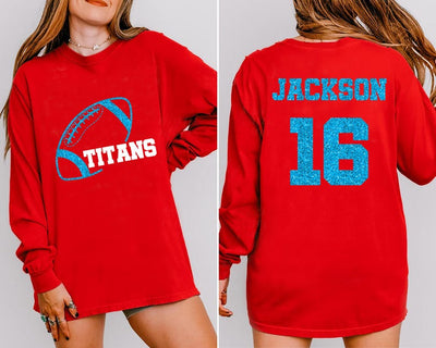 Custom Football Mascot Long Sleeve Shirt, Personalized Team Spirit Long Sleeve Shirt, Football Mom Long Sleeve Shirt