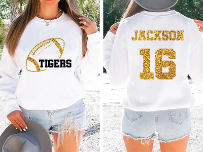 Custom Football Mascot Sweatshirt, Personalized Team Spirit SweatShirt, Football Mom SweatShirt