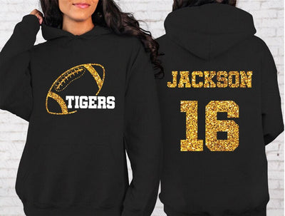 Custom Football Mascot Hoodie, Personalized Team Spirit Hoodie, Football Mom Hoodie