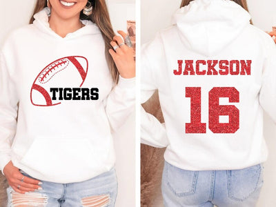 Custom Football Mascot Hoodie, Personalized Team Spirit Hoodie, Football Mom Hoodie