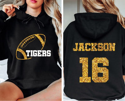 Custom Football Mascot Hoodie, Personalized Team Spirit Hoodie, Football Mom Hoodie
