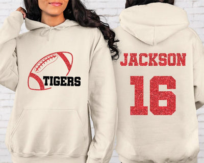 Custom Football Mascot Hoodie, Personalized Team Spirit Hoodie, Football Mom Hoodie