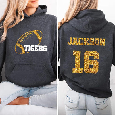 Custom Football Mascot Hoodie, Personalized Team Spirit Hoodie, Football Mom Hoodie