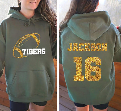 Custom Football Mascot Hoodie, Personalized Team Spirit Hoodie, Football Mom Hoodie