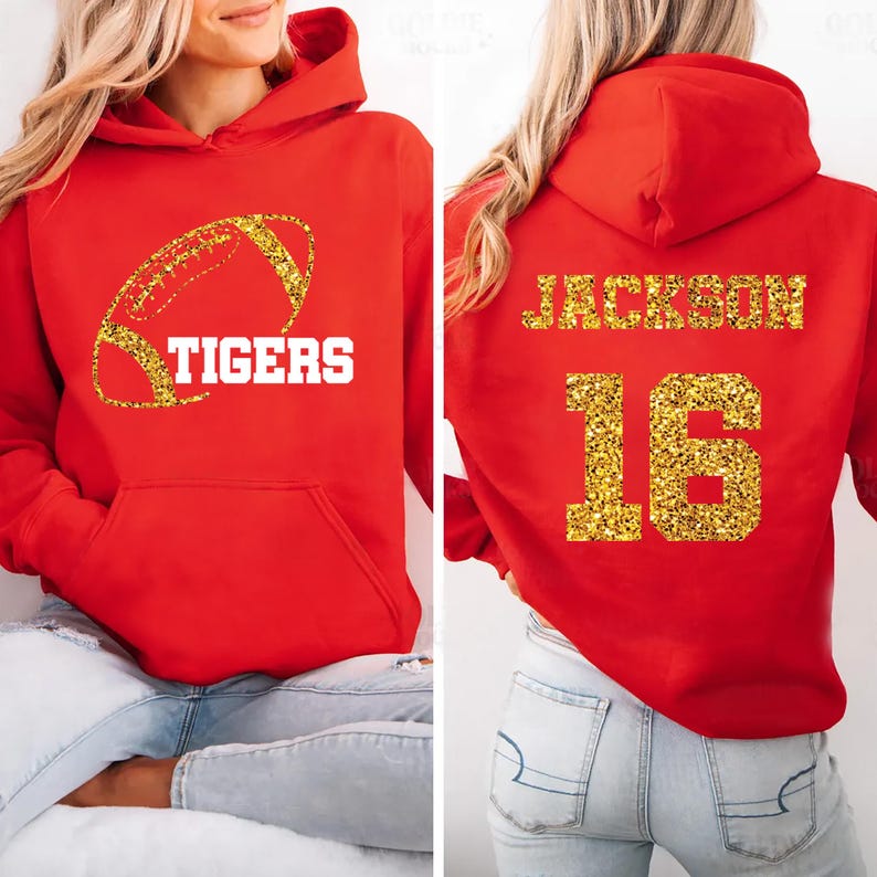 Custom Football Mascot Hoodie, Personalized Team Spirit Hoodie, Football Mom Hoodie