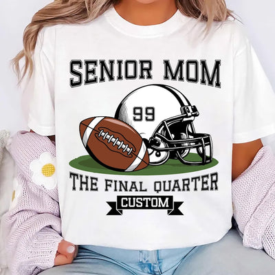 Senior Football Mom Short Sleeve Shirt, Custom Name and Number Short Sleeve Shirt, Game Day Tee, Touchdown Season Gift